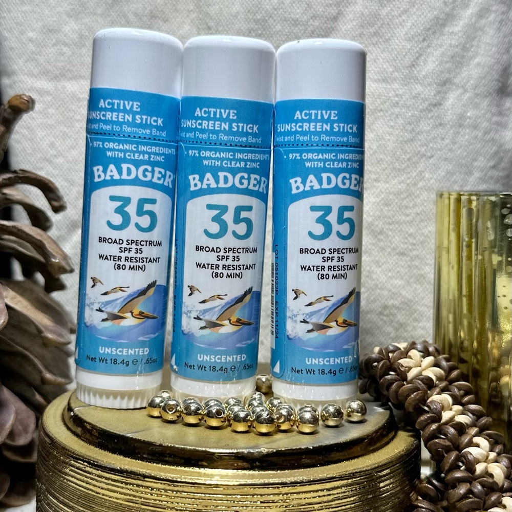 3 Pack of Badger Active Sunscreen Stick, SPF 35, Unscented - 🌸 New! 🌸